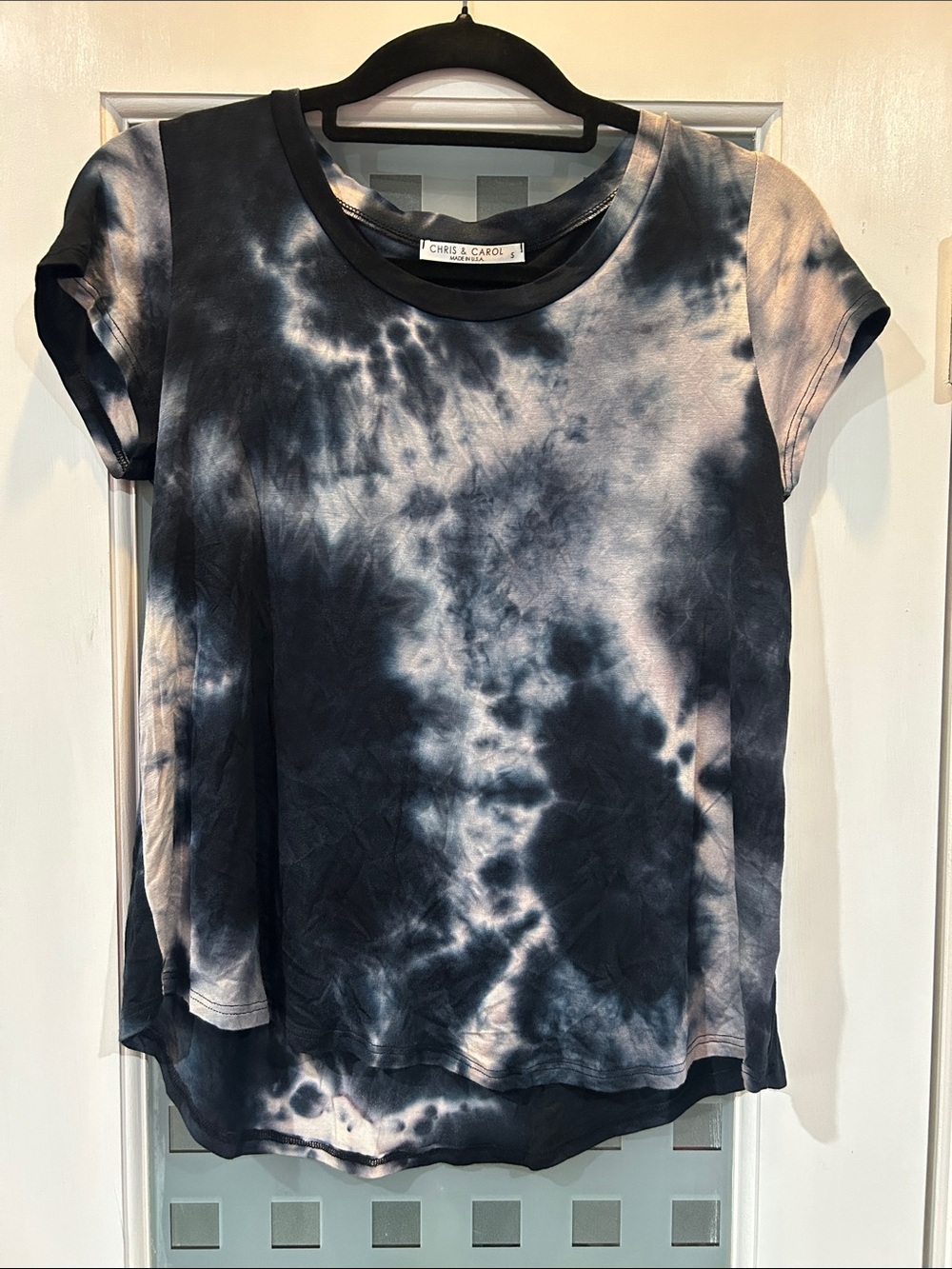 Chris & Carol Navy and White Tie-Dye Short Sleeve Tee